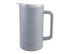 A drink bottle with a grey matte finish, featuring a clear lid and a sturdy handle. It includes a branding logo.