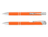 An orange lacquer pen with silver accents, featuring a sleek design and a clip for easy attachment.