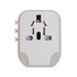A travel adaptor with multiple socket options for international compatibility.