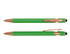 A green stylus pen with rose gold accents, featuring a sleek design and a black tip for touchscreen use.