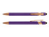 A purple stylus pen with rose gold accents and a clip. It features a rounded tip and a sleek design.