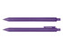 A purple ballpoint pen with a smooth finish, featuring a clip and a retractable tip.