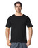 A black Gildan Performance adult T-shirt on a male model, featuring short sleeves and a round neckline.