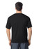 A black Gildan Performance adult t-shirt displayed from the back, featuring short sleeves and a plain design.