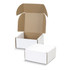A white die cut box with a locking lid, featuring an open box and a closed box, both made of cardboard.