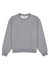 A grey women's crew sweatshirt with a relaxed fit and ribbed cuffs, featuring a logo.