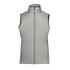 A light grey women's thermal vest with a high collar and front zip, featuring a branding logo.