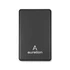 A solid black power bank with a logo on the front, designed for charging electronic devices.