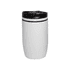 A drink bottle featuring a white body with a black lid, designed as a vacuum cup for temperature retention.