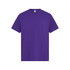 A purple men's essential T-shirt featuring a classic crew neck design and short sleeves. It has a logo on the label.