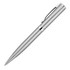 A metal ballpoint pen in silver with a sleek design, featuring a clip and a polished finish.