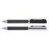 A metal ballpoint pen set in black and silver, featuring a sleek design and a logo on the barrel.