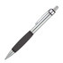 A silver and black ballpoint pen with a textured grip and a clip. It features a sleek, modern design.