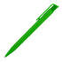 A green ballpoint pen with a glossy finish and a clip. It features a textured grip.