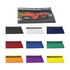 A neoprene pencil case featuring a sports car design, available in various colours including black, white, red, blue, green, orange, purple, and yellow.