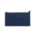A large navy blue neoprene pencil case with a zipper, featuring one logo on the surface.