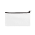 A large white neoprene pencil case with a black zipper, featuring a logo on one side.