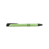 A slimline pen in wheat straw material, featuring a green body with black accents and a branded logo.