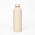 A drink bottle in a light beige colour with a sleek design and a branded logo.