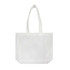 A white tote bag with long handles. The bag has a simple design and features a logo.