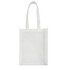 A white non-woven tote bag with two shoulder straps and a simple design. It features a logo.