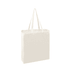 A cream-coloured tote bag with two handles and a simple, minimalist design. It features a logo or branding.