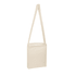 A cream-coloured sling bag with a single strap, featuring a simple design and a logo.