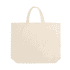 A cream-coloured cotton tote bag with two handles and a small logo on one side.