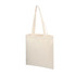 A plain cream canvas tote bag with long handles and no visible branding.