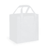 A 20-litre non-woven cooler bag in white, featuring handles and a front pocket. It has a logo on the side.