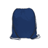 A blue nylon drawstring bag featuring black drawstrings, ideal for carrying small items.