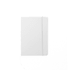 A5 notebook in white with a ribbon marker and an elastic band closure. It features a branding logo on the cover.
