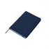 A navy RPET notebook with a textured cover and an elastic band closure, featuring a ribbon bookmark.