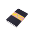 A5 premium hard cover notebook in black, featuring a colourful band in pink and yellow. Includes a logo on the cover.
