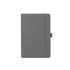 A5 carbon notebook in grey with a textured cover and elastic closure. Features a logo on the front.