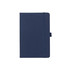 A5 carbon notebook in navy blue with a textured cover and elastic band closure. Features a logo on the front.