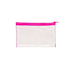 A clear PVC pencil case with a bright pink zipper, featuring a simple design.