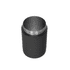 A stainless steel stubby holder in black, featuring a sleek design and a smooth interior.
