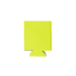A bright green neoprene stubby cooler with a cutout base, featuring a simple design and a logo.
