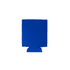 A blue neoprene stubby cooler, collapsible, with a bottom cutout. The item includes a logo.