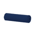 A rolled navy blue cooling towel with a textured surface and a logo. Suitable for leisure and outdoor activities.