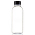 A drink bottle made of clear Tritan with a black screw-top lid. It has a minimalist design and is 600ml in capacity.