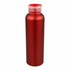 A drink bottle featuring a 600ml capacity, sleek red aluminium design, and a transparent lid, with a logo.