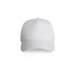 A white cap featuring a perforated design and a logo on the side.