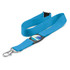A blue lanyard with a black clip and a circular cardholder.