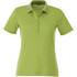 A women's polo shirt in bright green with a collared neck and short sleeves. The shirt features a logo.