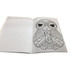 A5 colouring book featuring intricate black and white owl design on a blank page, showcasing detailed patterns.