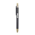 Abele Bamboo Click Pen featuring a grey barrel and bamboo accents, with a logo on the side.
