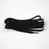 Black double-layer shoelaces bundled together, featuring a textured design. The image has a plain background.