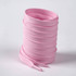 A stack of pink double-layer shoe laces arranged neatly, featuring a textured design and tapered ends.